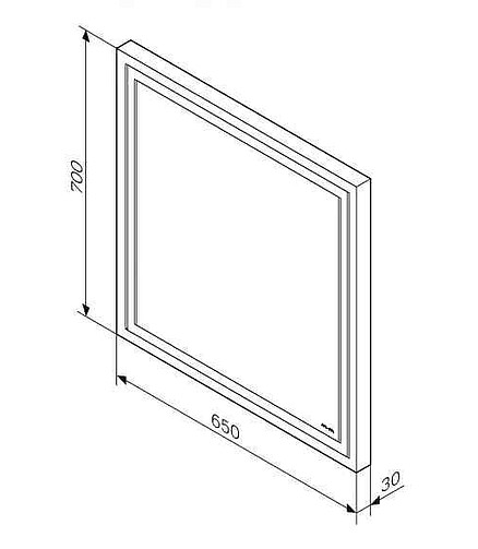 Зеркало GEM M91AMOX0651WG 65х70см с контурной LED-подсветкой 438x503 в Материке - Вариант 2
