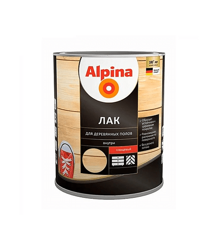 Лак Alpina алкидн.для деревянных полов глянцевый, 2,5л 438x503 в Материке