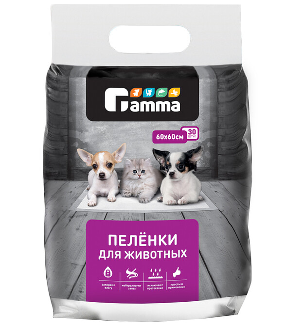 Пеленки для животных, 600*600мм (уп=30шт) 586x674 Пеленки для животных, 600*600мм (уп=30шт) 586x674 в Материке