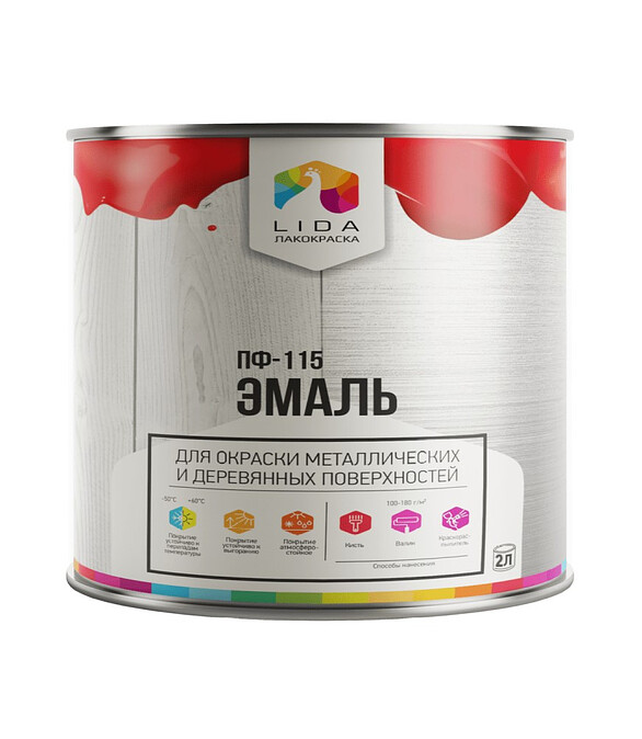 Эмаль LIDA ПФ-115 красно-коричневая, 2кг 586x674 Эмаль LIDA ПФ-115 красно-коричневая, 2кг 586x674 в Материке
