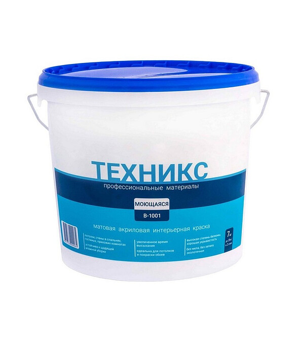 Краска ТЕХНИКС Моющаяся белая, 7кг 586x674 Краска ТЕХНИКС Моющаяся белая, 7кг 586x674 в Материке