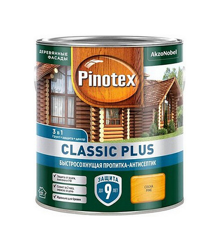 Пропитка-антисептик Pinotex Classic Plus 3 в 1 Сосна, 2,5л 438x503 в Материке