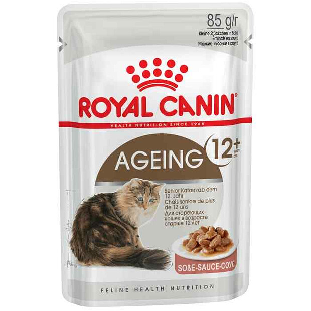 Корм для кошек старше 12лет кусочки в соусе Ageing+12 in Gravy (85г) Royal Canin