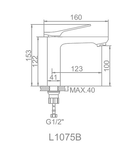 Смеситель L1075-B (для умывальника) ЧЕРНЫЙ 438x503 в Материке - Вариант 3