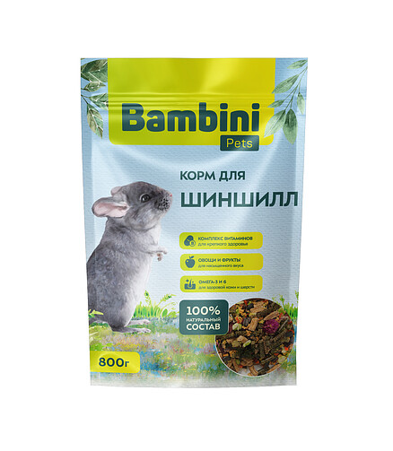 Корм для шиншилл Bambini Pets (0,8кг) 438x503 в Материке