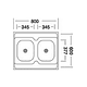 Мойка накладная N 232/132, 2 чаши 800х600мм нерж.матовая 0,5мм (без сифона) 80x80 в Материке - Вариант 2
