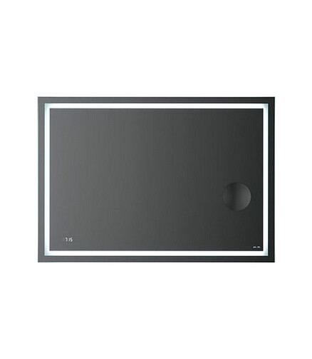 Зеркало GEM M91AMOX1003WG 100х70см с контурной LED-подсветкой, часами и линзой 438x503 в Материке