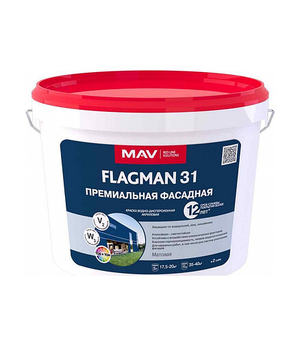 Краска МАВ FLAGMAN 31 фасадная, 14кг 438x503 в Материке