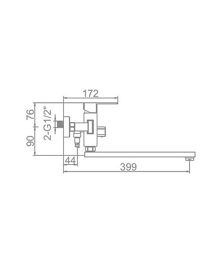 Смеситель L72233 (для ванны, длинный излив) нерж.сталь 438x503 в Материке - Вариант 2