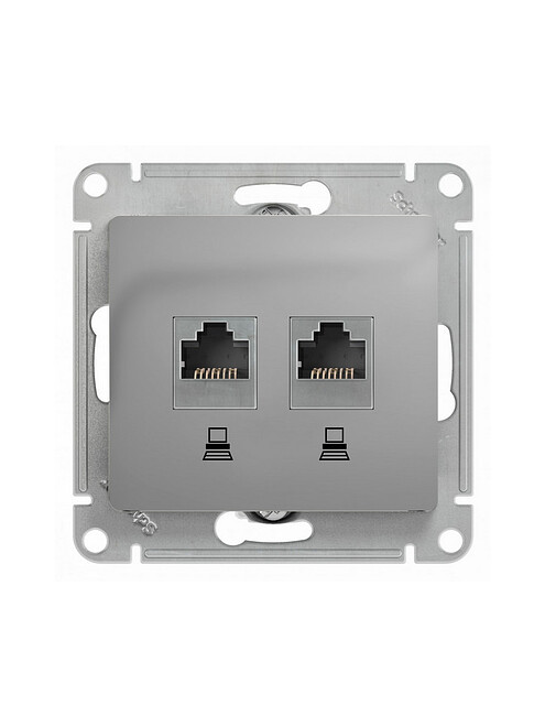 Розетка комп. SE GLOSSA GSL000385KK 2мест. алюмин 495x660 Розетка комп. SE GLOSSA GSL000385KK 2мест. алюмин 495x660 в Материке
