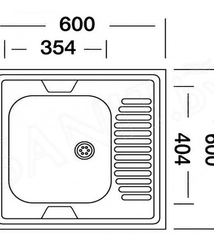 Мойка накладная S 409-R 600х600мм нерж.матовая 0,4мм правая (без сифона) 438x503 в Материке - Вариант 2