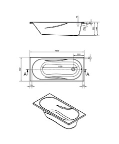 Ванна акриловая прямоугольная MITO RED 160x70см без ножек