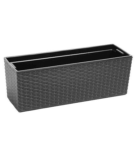 Ящик балконный BEGONIA RATTAN с вкладышем (56x19x19см) пластик графит LA625-50 438x503 в Материке