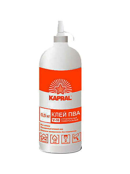 Клей KAPRAL ПВА V-10 бутылка, 0,5кг 495x660 Клей KAPRAL ПВА V-10 бутылка, 0,5кг 495x660 в Материке