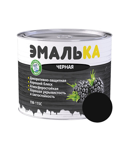 Эмаль ПФ-115С ЭМАЛЬКА черная, 1,8кг 438x503 в Материке