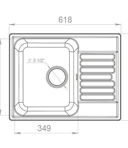 Мойка QUARZ GF-Z 13 (ECO 13), 620х480мм песок (без сифона) 438x503 в Материке - Вариант 2
