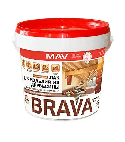 Лак BRAVA ВД-АК-1043 защитно-декор.полуглянцевый, 1кг 438x503 в Материке
