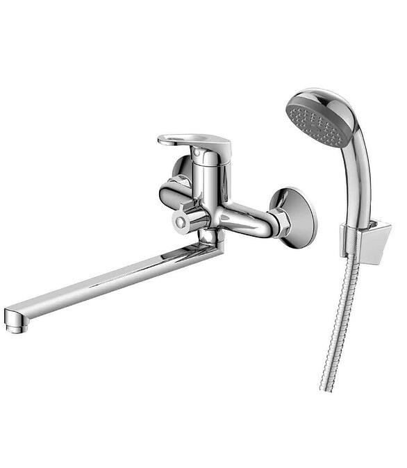 Смеситель DECOROOM DR21043 (для ванны, длинный излив), ЛАТУНЬ 586x674 в Материке