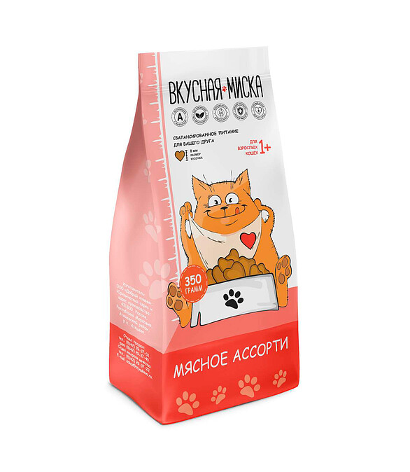 Корм для кошек Вкусная миска мясное ассорти (0,35кг) 586x674 Корм для кошек Вкусная миска мясное ассорти (0,35кг) 586x674 в Материке
