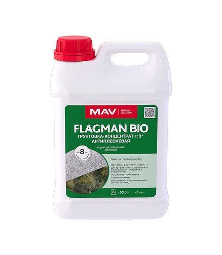 Грунтовка-концентрат FLAGMAN BIO антиплесневая бесцветная, 2л 438x503 в Материке