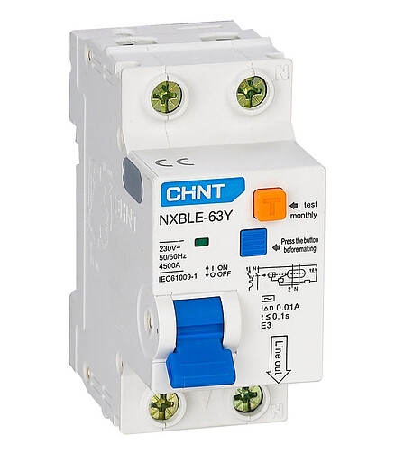 Дифавтомат CHINT NXBLE-63Y 1P+N 16А/30мА 438x503 в Материке