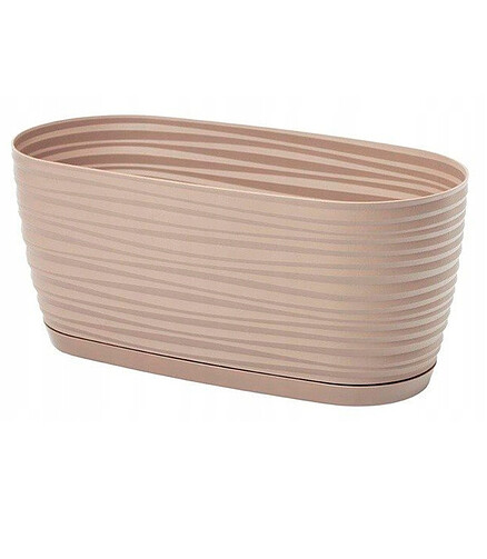 Ящик балконный SAHARA Petit с поддоном (26,7x12,6x11,8см) пластик беж 3110-051 438x503 в Материке