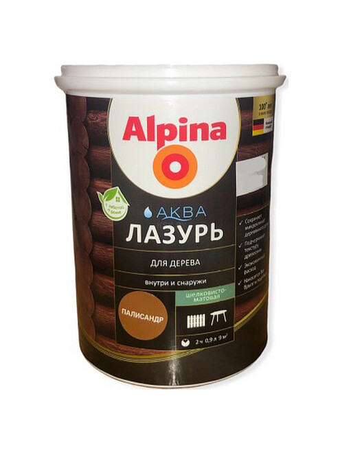 Лазурь Alpina АКВА для дерева Палисандр, 0,9л 495x660 Лазурь Alpina АКВА для дерева Палисандр, 0,9л 495x660 в Материке