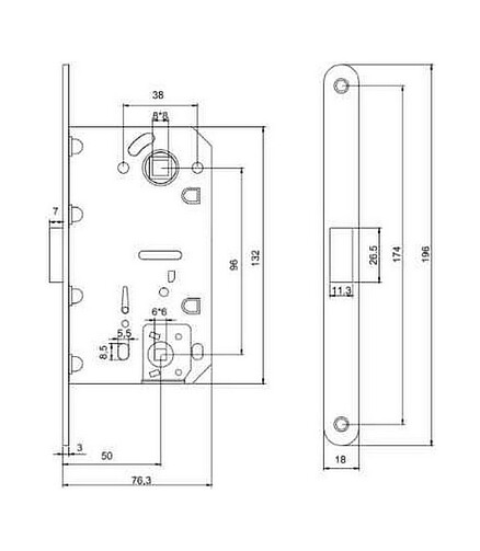 Защелка WC сантехническая Code Deco 5300-MC-WC-BLM магнитная , матовый черный 438x503 в Материке - Вариант 2