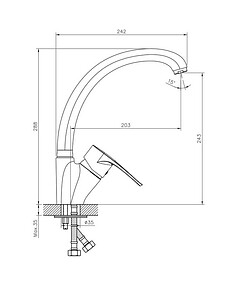 Смеситель DECOROOM DR70021 (для кухни) с высоким повортным изливом, ЛАТУНЬ 238x286 в Материке - Вариант 2