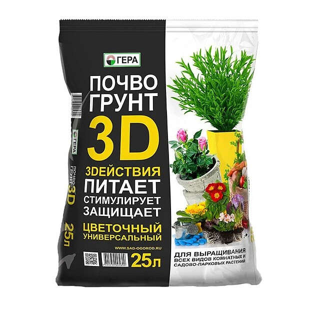 Почвогрунт Цветочный 3D/3D+ (25л) 620x620 в Материке