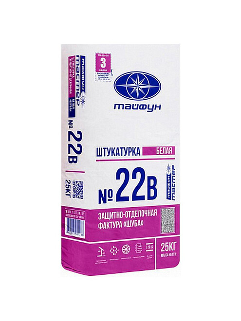 Штукатурка Тайфун Мастер № 22В "шуба" белая, 25кг 495x660 Штукатурка Тайфун Мастер № 22В "шуба" белая, 25кг 495x660 в Материке