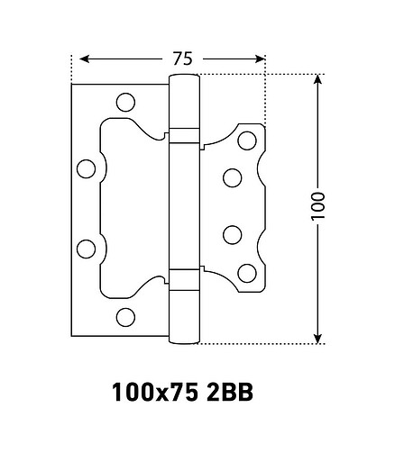 Петля дверная накладная АЛЛЮР 100х75мм 2BB BL, мат. черный (уп=2шт) 438x503 в Материке - Вариант 3