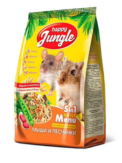 Корм для мышей и песчанок HAPPY JUNGLE (400г) 495x660 Корм для мышей и песчанок HAPPY JUNGLE (400г) 495x660 в Материке