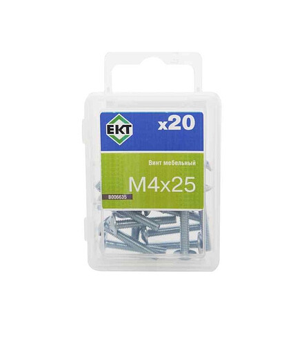 Винт мебельный 4х25 шлиц KOMBI, цинк (уп=20шт) B006635_BOX 438x503 в Материке
