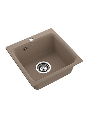 Мойка GRANFEST SMART GF-SM-430, 430х430мм иск.мрамор-песочный (без сифона) 238x286 в Материке