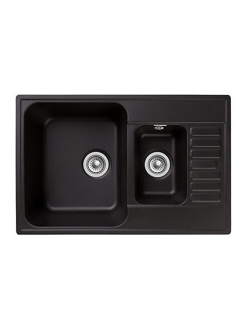Мойка QUARZ GF-Z 21К (ЕСО-21К), 1,5 чаши 740х480мм черный (без сифона) 495x660 Мойка QUARZ GF-Z 21К (ЕСО-21К), 1,5 чаши 740х480мм черный (без сифона) 495x660 в Материке