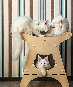 Когтеточка-домик для кошек Викинг (56*33*62см) бежевый