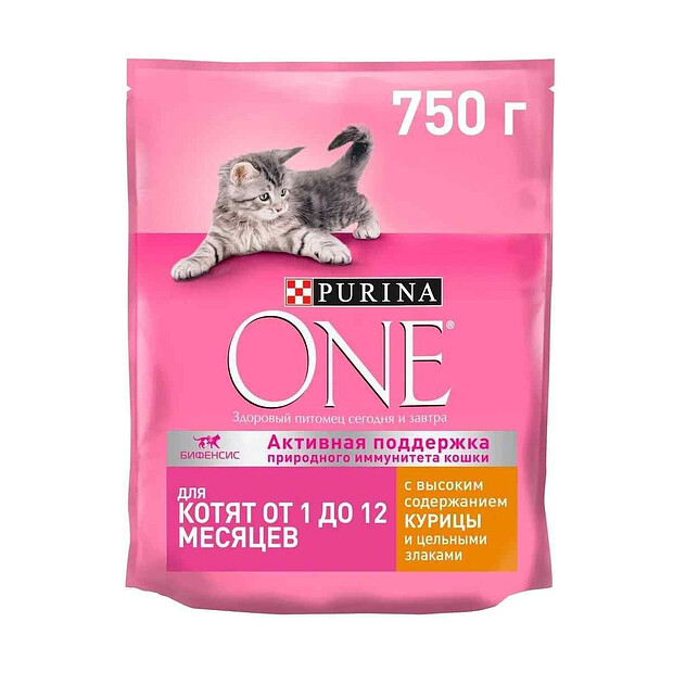 Корм для котят Purina ONE с выс. содержанием курицы и цельными злаками (750г)