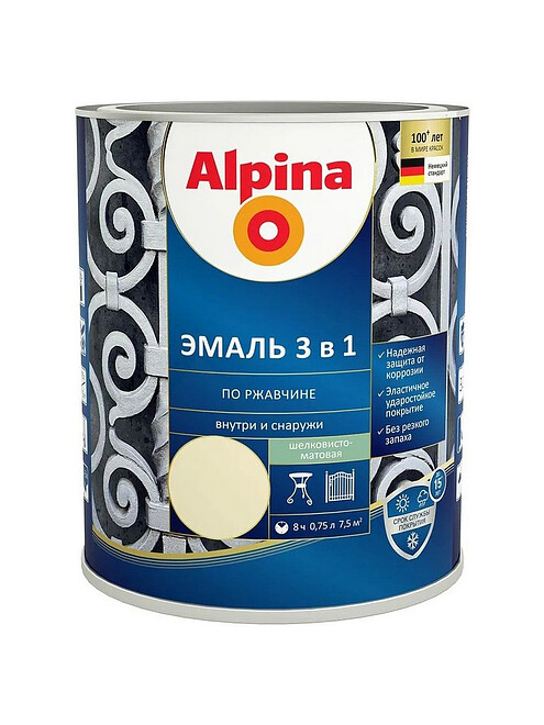 Грунт-эмаль Alpina 3в1 RAL1015 Слоновая кость, 0,75л 495x660 Грунт-эмаль Alpina 3в1 RAL1015 Слоновая кость, 0,75л 495x660 в Материке