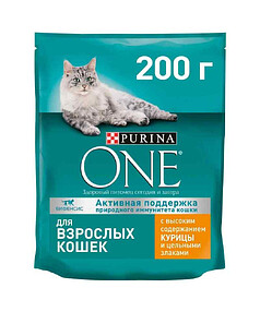 Корм для взрослых кошек PURINA ONE курица, цельные злаки (750г)