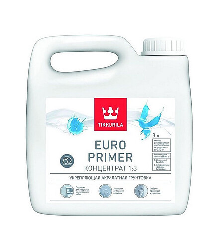 Грунтовка Tikkurila EURO PRIMER концентрат (1:3), 3л 438x503 в Материке