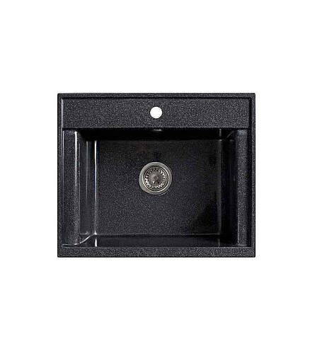 Мойка SG-REC-6050 600х500мм иск.мрамор-ЧЕРНЫЙ RS с выпуском 438x503 в Материке