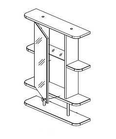 Шкаф навесной зеркальный КАМЕЛИЯ-03.54п правый арт.СМ 001.03.54п R 700х540х140мм