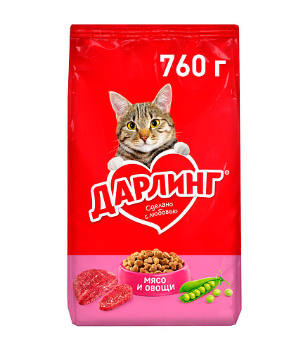 Корм для кошек ДАРЛИНГ мясо, овощи (0,76кг) 438x503 в Материке