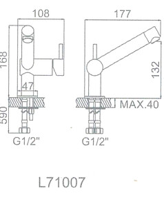 Смеситель L71007 (для умывальника) нерж.сталь