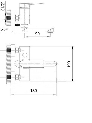 Смеситель WP30225 (для ванны, короткий излив), ЦИНК 238x286 в Материке - Вариант 2