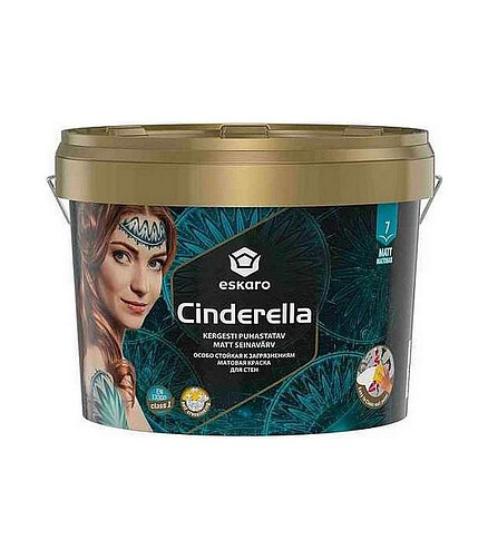 Краска Eskaro Cinderella стойкая к загрязнениям матовая, 2,7л 438x503 в Материке