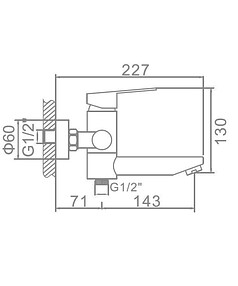 Смеситель L73103 (для ванны, короткий поворотный излив) нерж.сталь