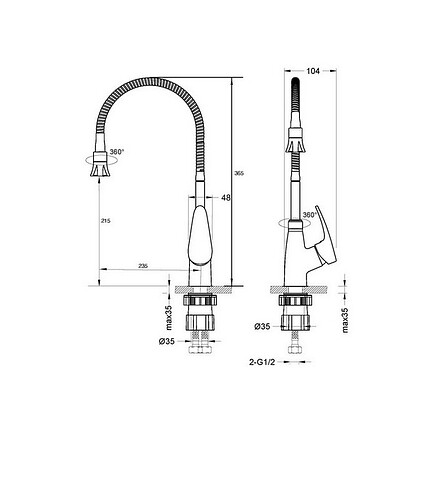 Смеситель LINARA LM0413C (для кухни) с гибким изливом, два режима тока воды 438x503 в Материке - Вариант 2