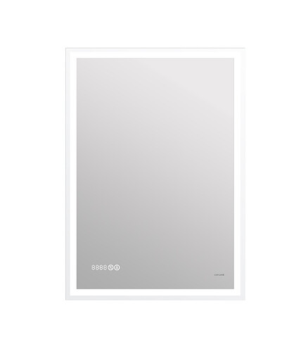 Зеркало LED 080 DESIGN PRO 600x850мм: LED-подсветка, антизапотевание, часы 438x503 в Материке